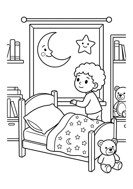Ausmalbild zu „Sonne, Mond und tausend Sterne“ (Vorschau)