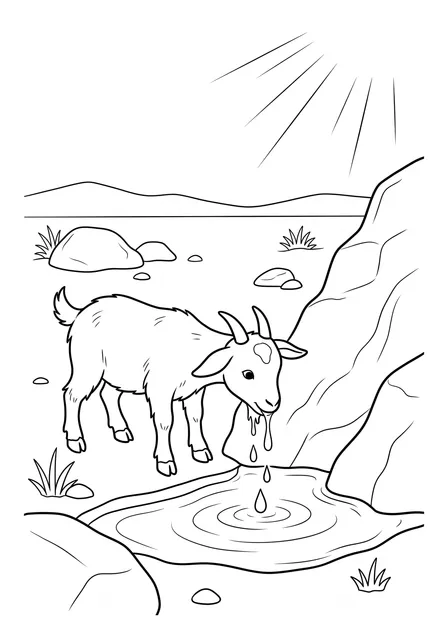 Ausmalbild zu „Wasser aus dem Felsen“ (Vorschau)