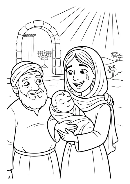 Ausmalbild zu „Hanna betet um ein Kind“ (Vorschau)