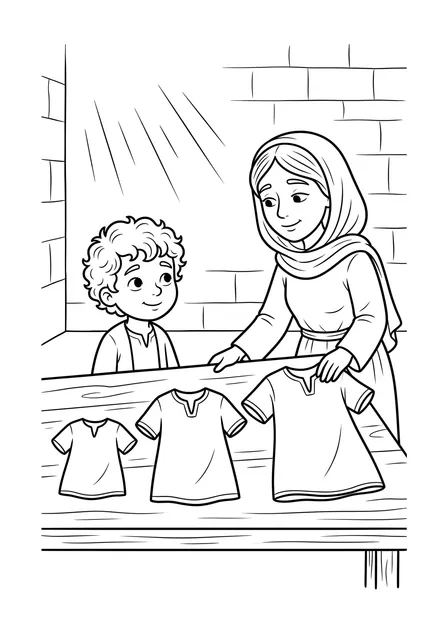 Ausmalbild zu „Hanna bringt Samuel in den Tempel – und jedes Jahr ein neues Röckchen“ (Vorschau)