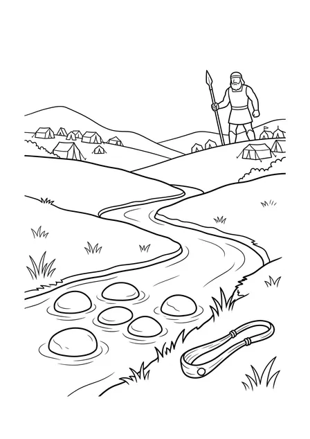 Ausmalbild zu „David und der große Goliat“ (Vorschau)