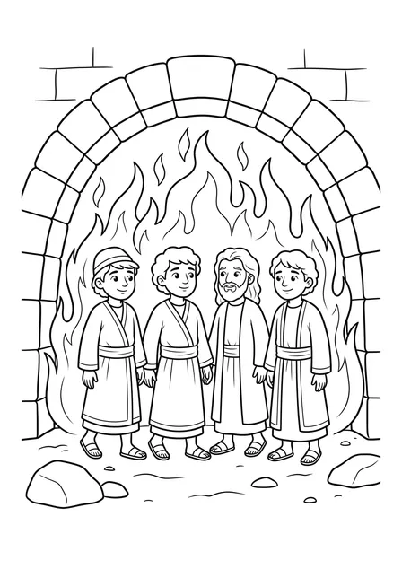 Ausmalbild zu „Drei Freunde im Feuerofen“ (Vorschau)