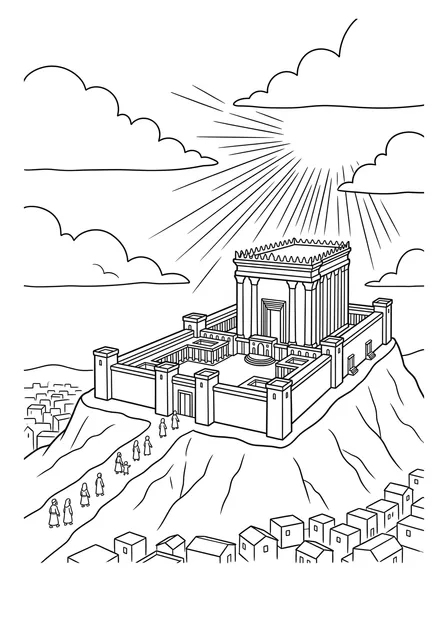 Ausmalbild zu „Jesus bleibt im Tempel“ (Vorschau)