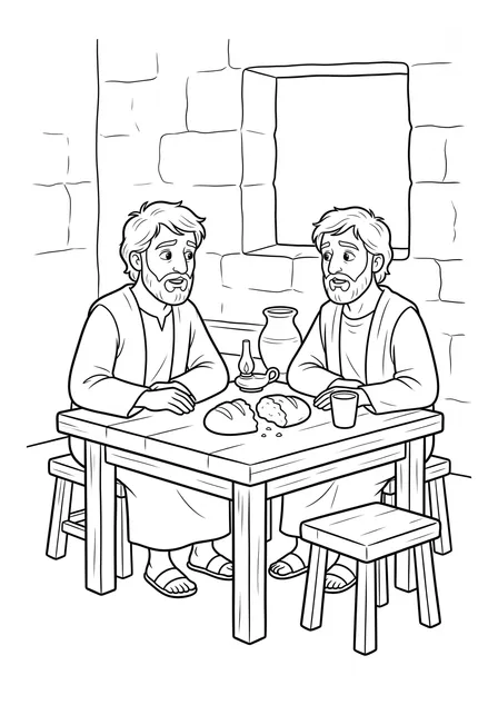 Ausmalbild zu „Zwei Freunde auf dem Weg nach Emmaus“ (Vorschau)